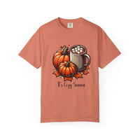 Cozy Fall Vibes T-Shirt | Pumpkin, Hot Chocolate & Autumn Leaves Tee | Cute Seasonal Graphic Shirt