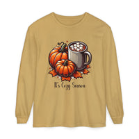 Cozy Fall Vibes T-Shirt | Pumpkin, Hot Chocolate & Autumn Leaves Tee | Cute Seasonal Graphic Sweat shirt