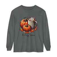 Cozy Fall Vibes T-Shirt | Pumpkin, Hot Chocolate & Autumn Leaves Tee | Cute Seasonal Graphic Sweat shirt