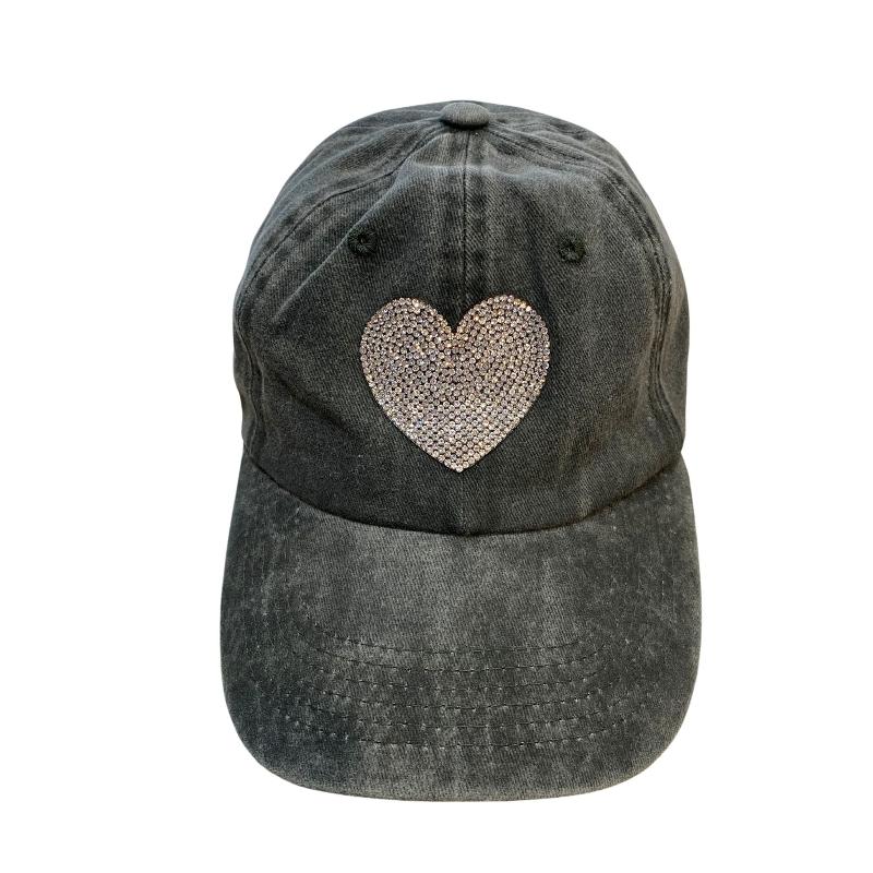 Dad Cap GREEN with Bling Heart Embellishment